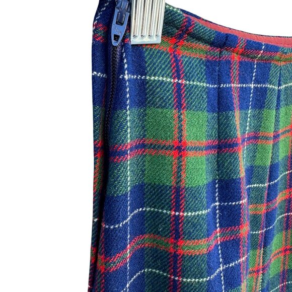 Pendleton Vintage Wool Green Blue Tartan Plaid Pleated Cheerleader Mini Skirt S - Picture 5 of 8